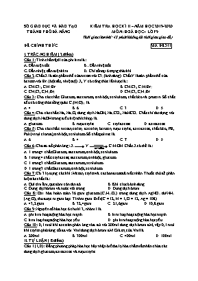 Đề kiểm tra học kỳ II môn Hóa học Lớp 9 - Mã đề 311 - Năm học 2019-2020 - Sở giáo dục và đào tạo TP. Đà Nẵng